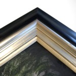 Wide frame in black and silver with fine silver slip