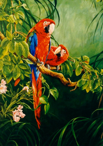 Sitting Pretty-Macaws painting by Toni hargreaves