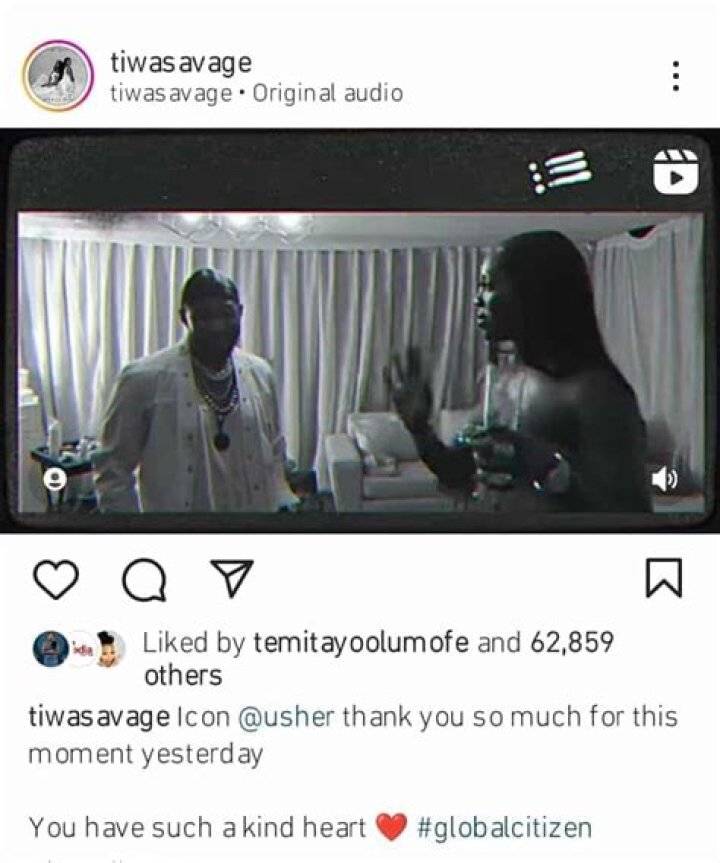 
“You Have Such A Kind Heart” Tiwa Savage Pens Appreciation Post To American Singer, Usher 